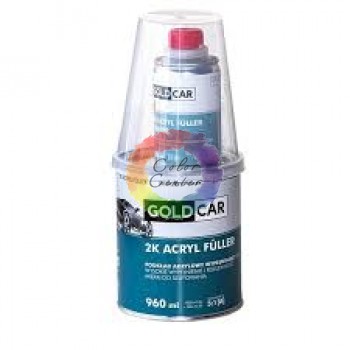 Акриловая грунтовка для авто GOLD CAR Base 2К HS 5+1, серая 960 мл